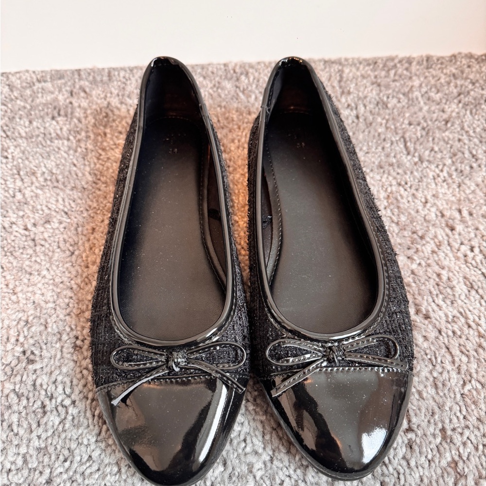 H&M Black Patent Flats with Bow